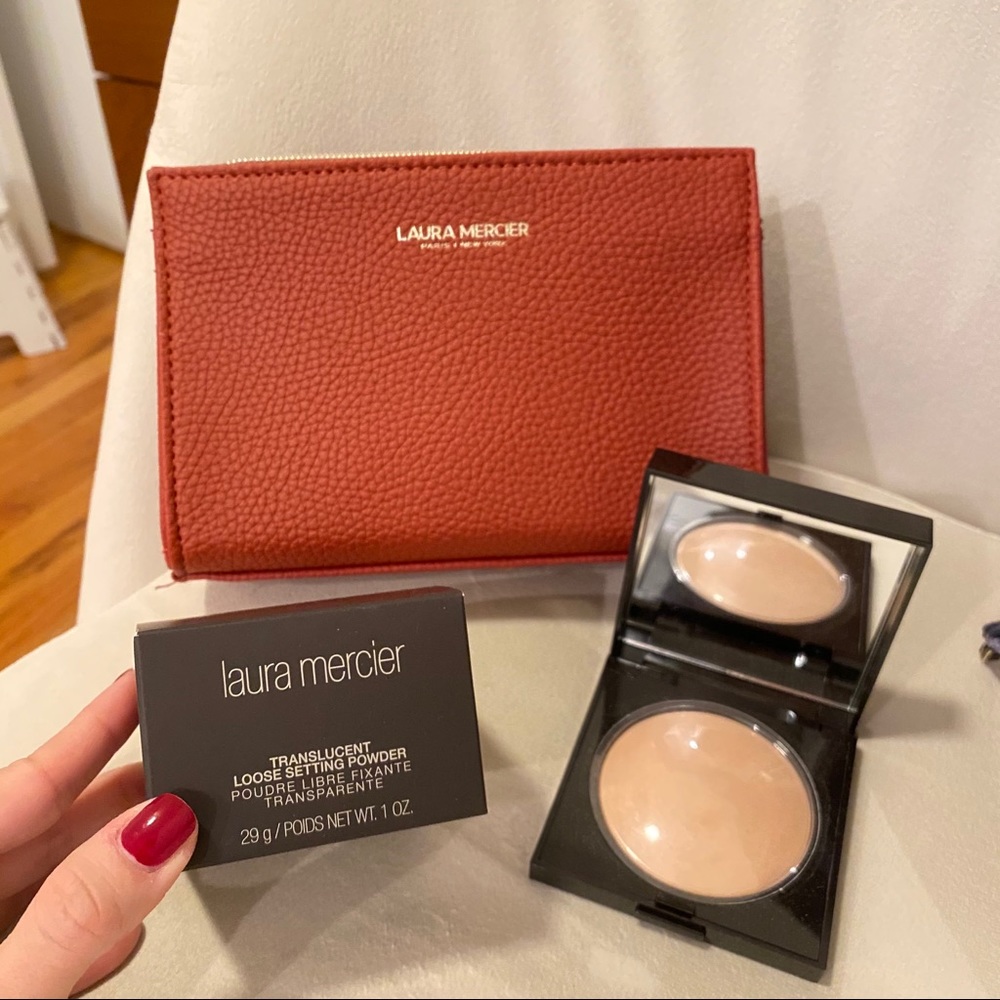 Laura Mercier leather make up bag with makeups!